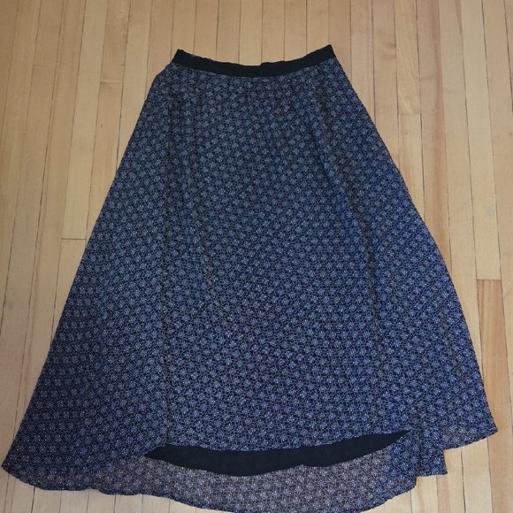 Tristan Black and Blue Patterned A-Line Skirt - Picture 1 of 4